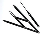 Microblading Tattoo Accessories 4 Prong Stainless Steel Black Mean Calipers Dengan Pensil Alis